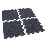 Černo-modrá gumová modulová puzzle dlažba (okraj) FLOMA IceFlo SF1100 - délka 100 cm, šířka 100 cm, výška 1,6 cm