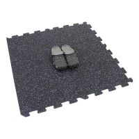 Černo-bílo-modrá gumová modulová puzzle dlažba (střed) FLOMA IceFlo SF1100 - délka 100 cm, šířka 100 cm, výška 1 cm
