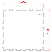 Černo-bílá podlahová guma (puzzle - okraj) FLOMA FitFlo SF1050 - délka 100 cm, šířka 100 cm, výška 0,8 cm