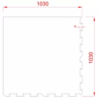 Černo-bílá podlahová guma (puzzle - okraj) FLOMA FitFlo SF1050 - délka 100 cm, šířka 100 cm, výška 0,8 cm