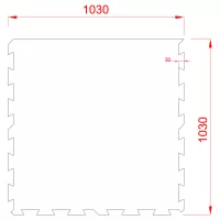 Černo-bílá podlahová guma (puzzle - okraj) FLOMA FitFlo SF1050 - délka 100 cm, šířka 100 cm, výška 0,8 cm