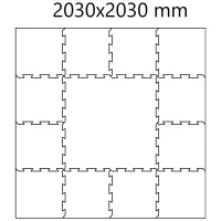 Černo-bílo-modrá podlahová guma (puzzle - okraj) FLOMA FitFlo SF1050 - délka 100 cm, šířka 100 cm, výška 0,8 cm