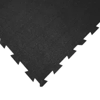 Černo-bílo-modro-šedá podlahová guma (puzzle - okraj) FLOMA Sandwich EPDM - délka 100 cm, šířka 100 cm, výška 1 cm