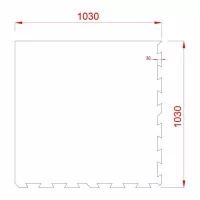 Černo-bílo-červeno-šedá podlahová guma (puzzle - okraj) FLOMA Sandwich EPDM - délka 100 cm, šířka 100 cm, výška 1 cm