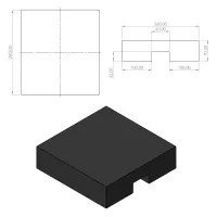 Gumová podložka pod konstrukci fotovoltaické elektrárny FLOMA UniPad - délka 26 cm, šířka 26 cm, výška 7 cm