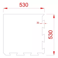 Černo-bílo-červeno-šedá podlahová guma (puzzle - okraj) FLOMA Sandwich - délka 50 cm, šířka 50 cm, výška 2,5 cm