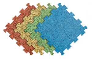 Černo-zelená podlahová guma (puzzle - okraj) FLOMA Sandwich - délka 50 cm, šířka 50 cm, výška 1 cm