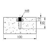 Gumový střešní podstavec pod kabelový žlab s ALU fólií FLOMA 3xM8 - délka 25 cm, šířka 10 cm, výška 5 cm