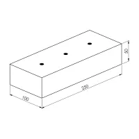 Gumový střešní podstavec pod kabelový žlab s ALU fólií FLOMA 3xM8 - délka 25 cm, šířka 10 cm, výška 5 cm