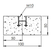 Gumový střešní podstavec pod kabelový žlab s ALU fólií FLOMA AL profil - délka 60 cm, šířka 10 cm, výška 5 cm