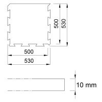 Černá gumová podlahová deska (puzzle - okraj) FLOMA FitFlo SF1050 - délka 50 cm, šířka 50 cm, výška 1 cm