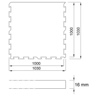 Černá gumová podlahová deska (puzzle - okraj) FLOMA FitFlo SF1050 - délka 100 cm, šířka 100 cm, výška 1,6 cm