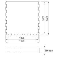 Černá gumová podlahová deska (puzzle - okraj) FLOMA FitFlo SF1050 - délka 100 cm, šířka 100 cm, výška 1 cm