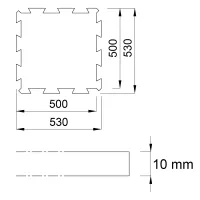 Černá gumová podlahová deska (puzzle - střed) FLOMA FitFlo SF1050 - délka 50 cm, šířka 50 cm, výška 1 cm