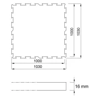 Černá gumová podlahová deska (puzzle - střed) FLOMA FitFlo SF1050 - délka 100 cm, šířka 100 cm, výška 1,6 cm