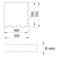 Černo-bílá gumová podlahová deska (puzzle - roh) FLOMA FitFlo SF1050 - délka 50 cm, šířka 50 cm, výška 0,8 cm