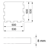 Černo-modrá gumová podlahová deska (puzzle - okraj) FLOMA FitFlo SF1050 - délka 50 cm, šířka 50 cm, výška 0,8 cm