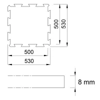 Černo-modrá gumová podlahová deska (puzzle - střed) FLOMA FitFlo SF1050 - délka 50 cm, šířka 50 cm, výška 0,8 cm