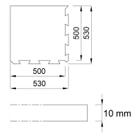 Černo-modrá gumová podlahová deska (puzzle - roh) FLOMA FitFlo SF1050 - délka 50 cm, šířka 50 cm, výška 1 cm