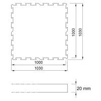 Černá gumová podlahová deska (puzzle - střed) FLOMA FitFlo SF1050 - délka 100 cm, šířka 100 cm, výška 2 cm