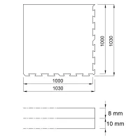 Černá gumová modulová podlahová deska (puzzle - roh) FLOMA Sandwich - délka 100 cm, šířka 100 cm, výška 1,8 cm