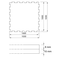 Černá gumová modulová podlahová deska (puzzle - střed) FLOMA Sandwich - délka 100 cm, šířka 100 cm, výška 1,8 cm