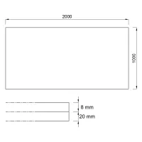 Černo-bílá gumová dvouvrstvá antivibrační podlahová deska FLOMA Sandwich - délka 200 cm, šířka 100 cm, výška 2,8 cm