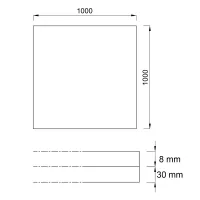 Černo-bílá gumová dvouvrstvá antivibrační podlahová deska FLOMA Sandwich - délka 100 cm, šířka 100 cm, výška 3,8 cm