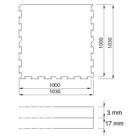 Černo-bílo-červeno-šedá gumová podlahová deska (puzzle - okraj) FLOMA Sandwich EPDM - délka 100 cm, šířka 100 cm, výška 2 cm