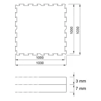 Černo-bílo-červeno-šedá gumová podlahová deska (puzzle - střed) FLOMA Sandwich EPDM - délka 100 cm, šířka 100 cm, výška 1 cm