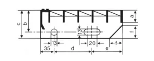 Kovový pozinkovaný protiskluzový schodišťový stupeň (30/2, 34/38) FLOMA SteelStep - šířka 60 cm, hloubka 30,5 cm, výška 3 cm