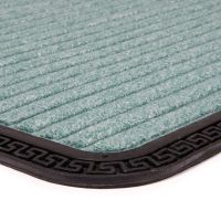 Zelená textilní venkovní vstupní rohož FLOMA Stripes - délka 45 cm, šířka 75 cm, výška 0,8 cm